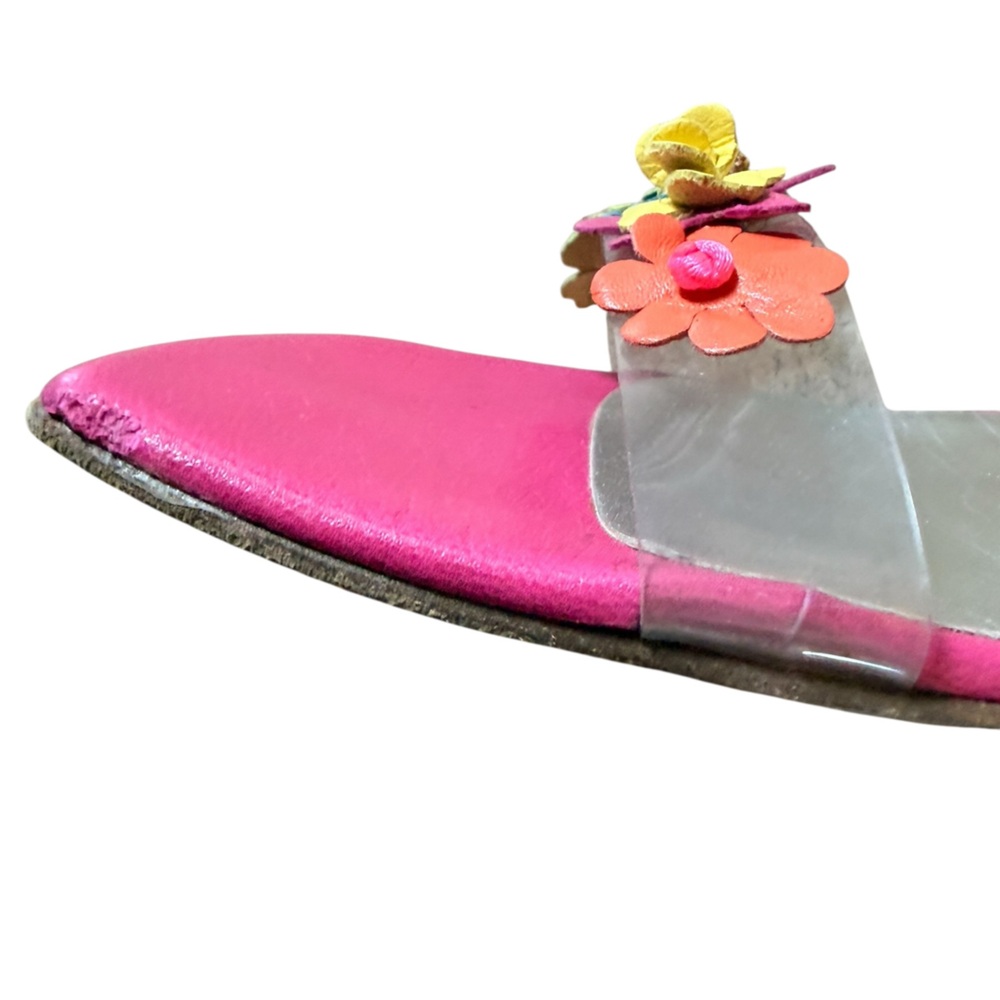 Stuart Weitzman Low Heel Tinkerbelle Pink Floral sandals in Size 7.5 - Picture 6 of 15